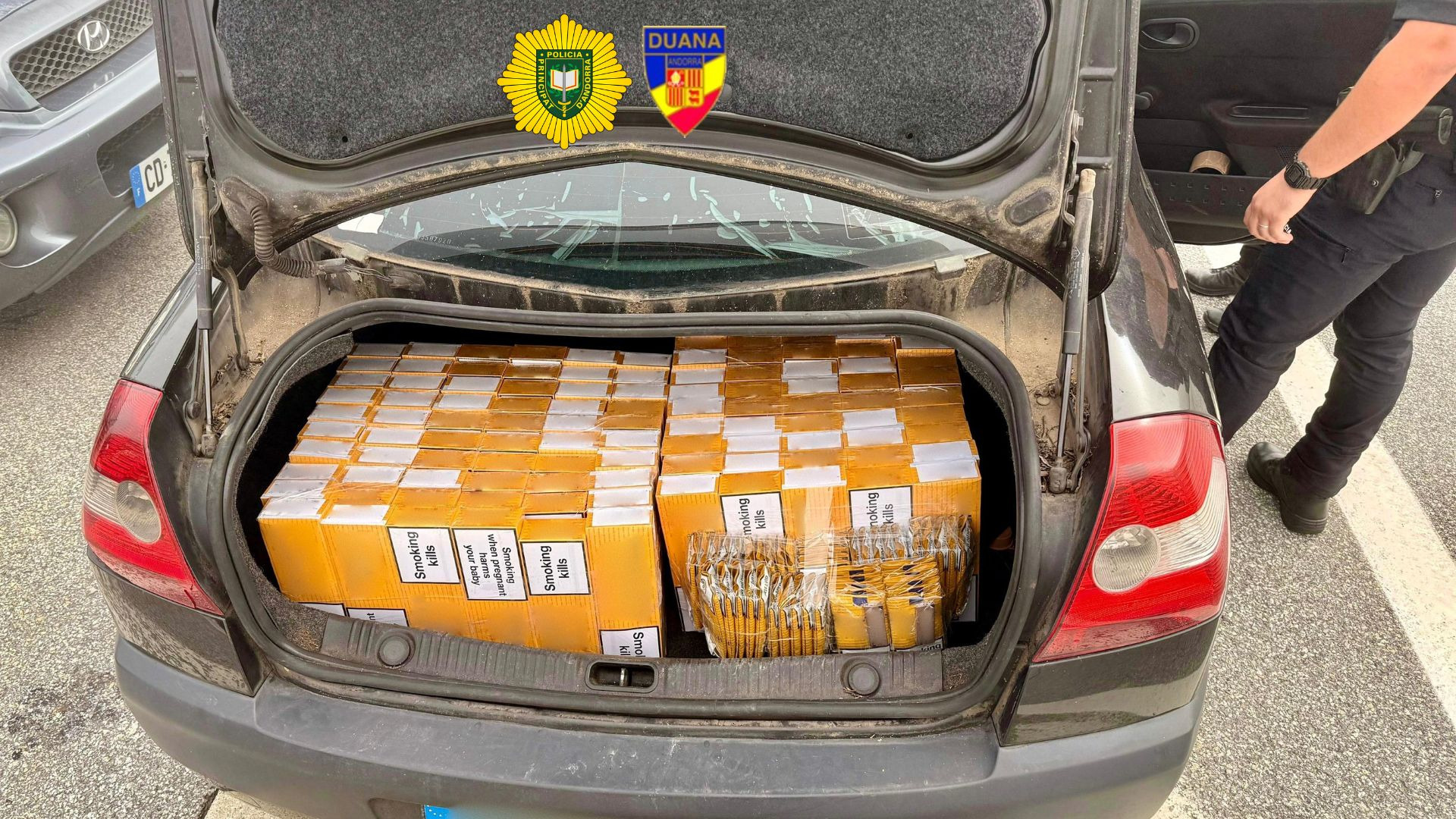 La Policia deté dos presumptes contrabandistes i comissa prop de 15.000 euros en tabac en una operació conjunta amb la Duana